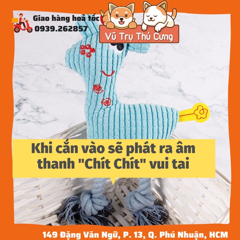 Đồ chơi gặm cho Chó mèo hình vịt nhồi bông, có âm thanh kêu vui tai