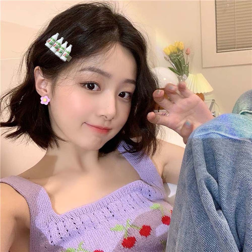 Kẹp tóc hình bình sữa/ chú vịt mini bằng nhựa resin nhiều màu phong cách Hàn Quốc cho nữ