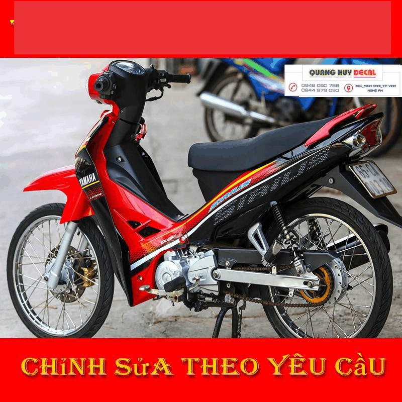 [Freeship đơn từ 50k]Tem trùm xe sirius đen đỏ, độ team dán phủ decal xe máy spark giá rẻ đẹp