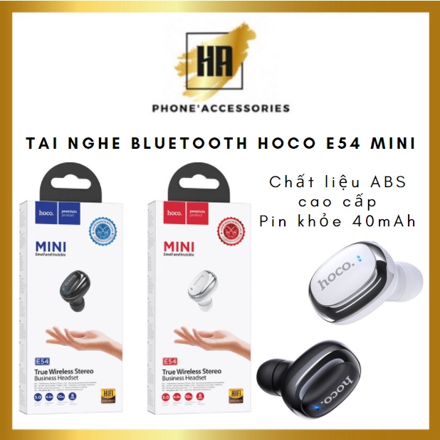 Tai nghe bluetooth Hoco E54 mini chính hãng, thiết kế nhỏ gọn, chất liệu abs cao cấp, pin khỏe 40mAh