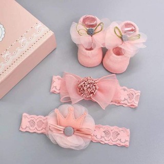 combo set băng đô và giầy tất cho bé cưng