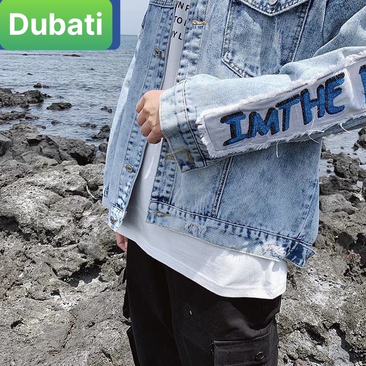 ÁO KHOÁC JEAN NAM CHẤT BÒ XANH  CHỨ STRANGE SIÊU HOT TREND CAO CẤP-DUBATI FASHION
