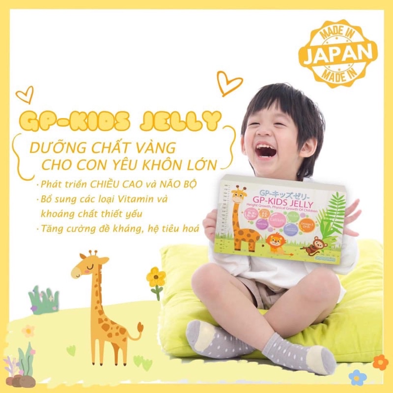 (chính hãng, hộp 30 gói) THẠCH TĂNG CHIỀU CAO CHO TRẺ GP KIDS JELLY Nhật Bản