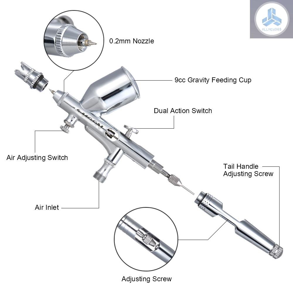 Bộ súng phun sơn KKMOON xăm hình chuyên nghiệp kèm ống 1.8m 0.2mm/ 0.3mm/ 0.5mm kim và cốc 9CC tiện lợi