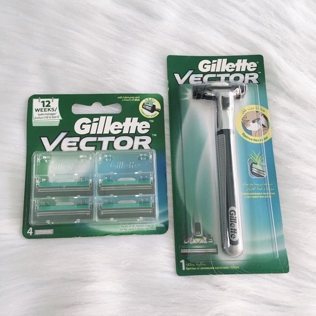 Dao cạo râu Gillette Vector Plus Razor 1Up + hộp 4 lưỡi