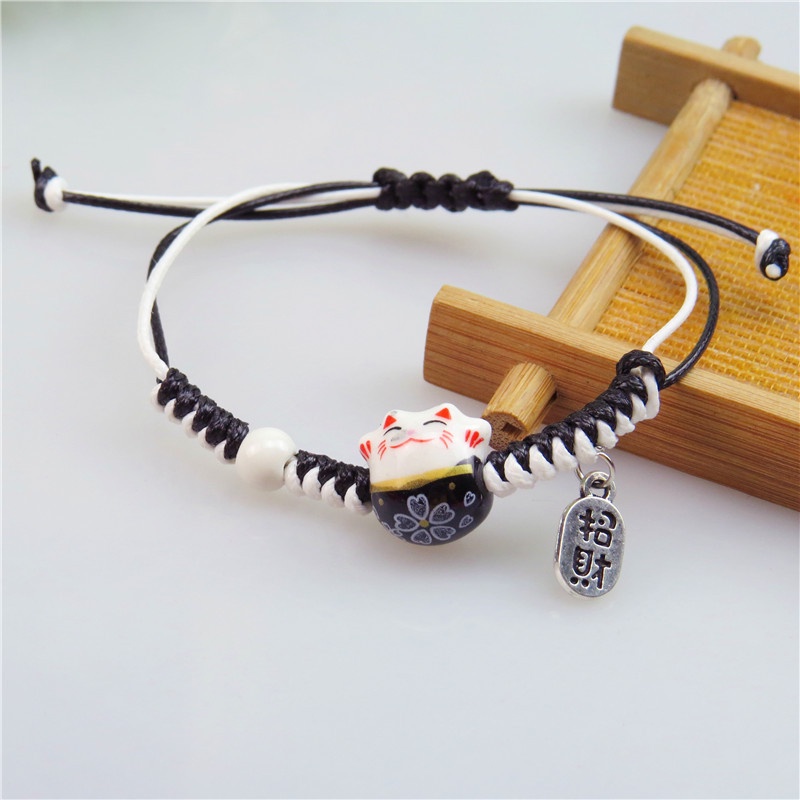 Vòng Mèo Thần Tài Maneki Neko Đen May Mắn