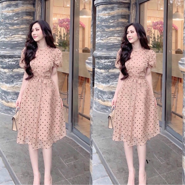 váy von tơ chấm bi 2 màu Size M sale