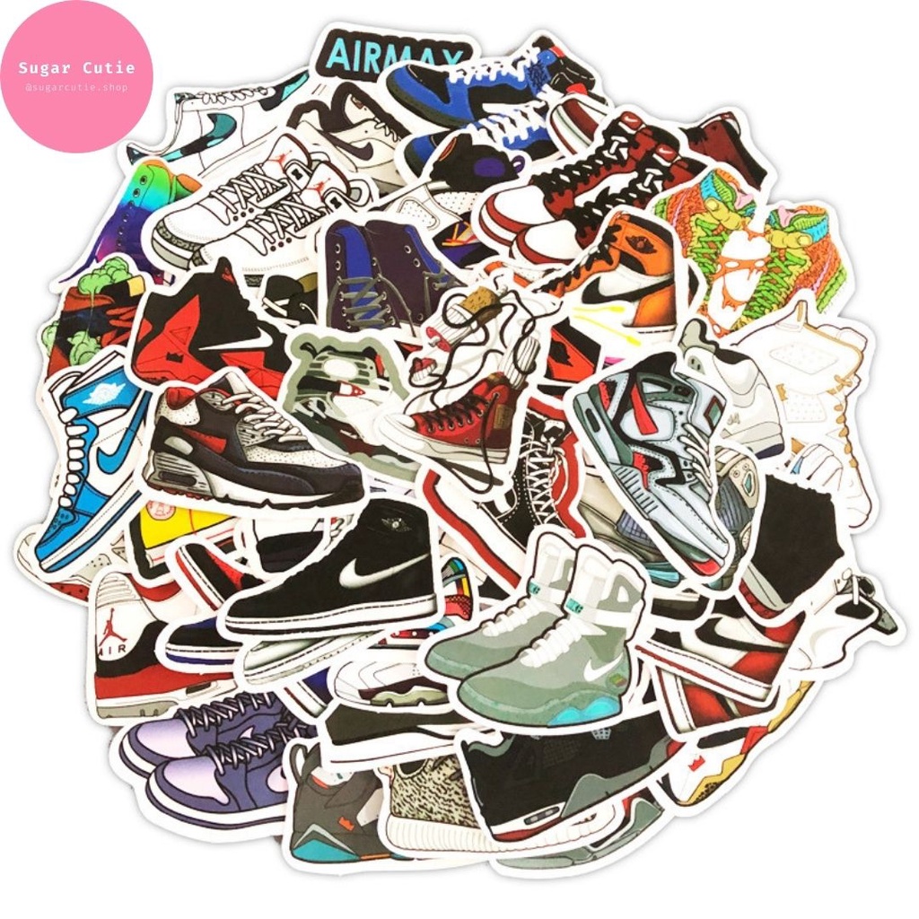 Stickers hình giày thể thao, sneaker nhãn dán chống nước 50 miếng