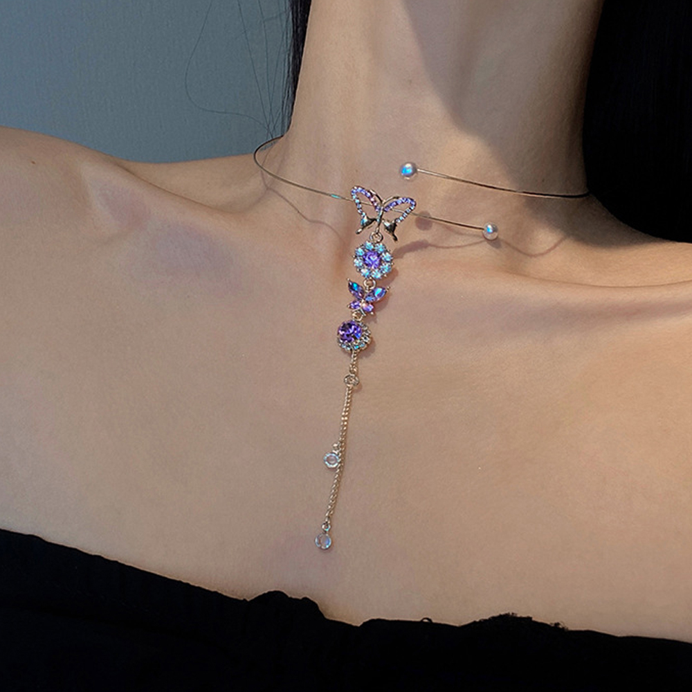 Vòng Cổ Choker Có Hình Bướm Đính Ngọc Trai Thanh Lịch Dành Cho Nữ