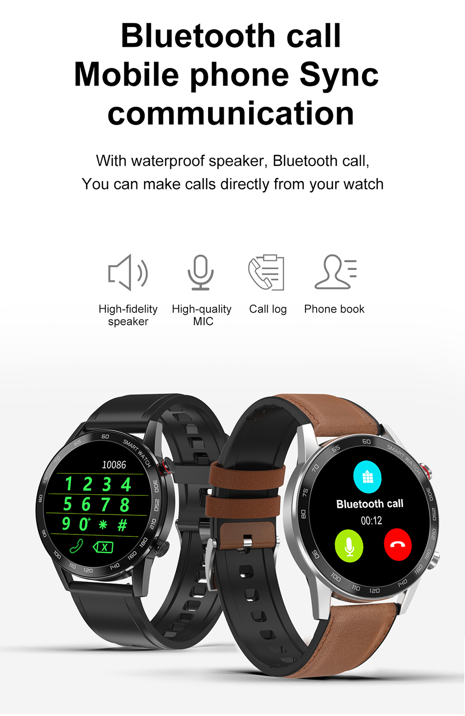 Đồng Hồ Thông Minh Kết Nối Bluetooth Gọi Điện Tâm Đồ Nhịp Tim Ngủ Bấm Giờ Chống Nước IP68 Tin Nhắn VS L16 DT95 DT78