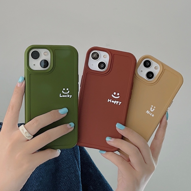 Ốp Điện Thoại Cứng Chống Rơi Họa Tiết Mặt Cười Đơn Giản Dành Cho iPhone 14 13 12 11 Pro Max XS XR X