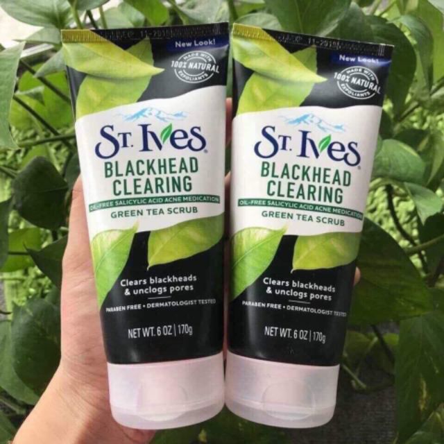 Sữa rửa mặt St. Ives Blackhead clearing green tea scrub