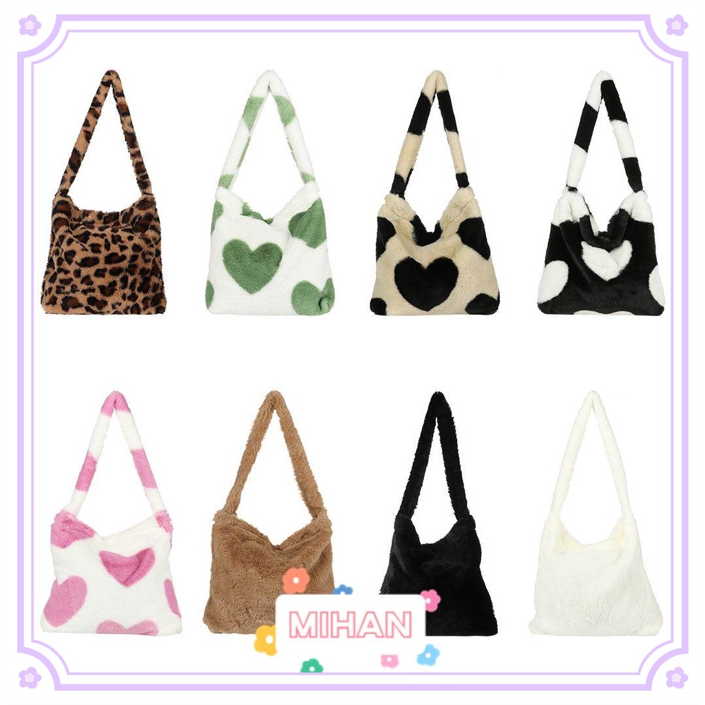 Túi xách đeo vai vải lông hợp xu hướng thời trang dành cho nữ