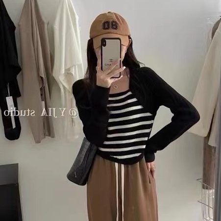 Áo Len Nữ Dài Tay Sọc Ngang Thời Trang Hàn Quốc