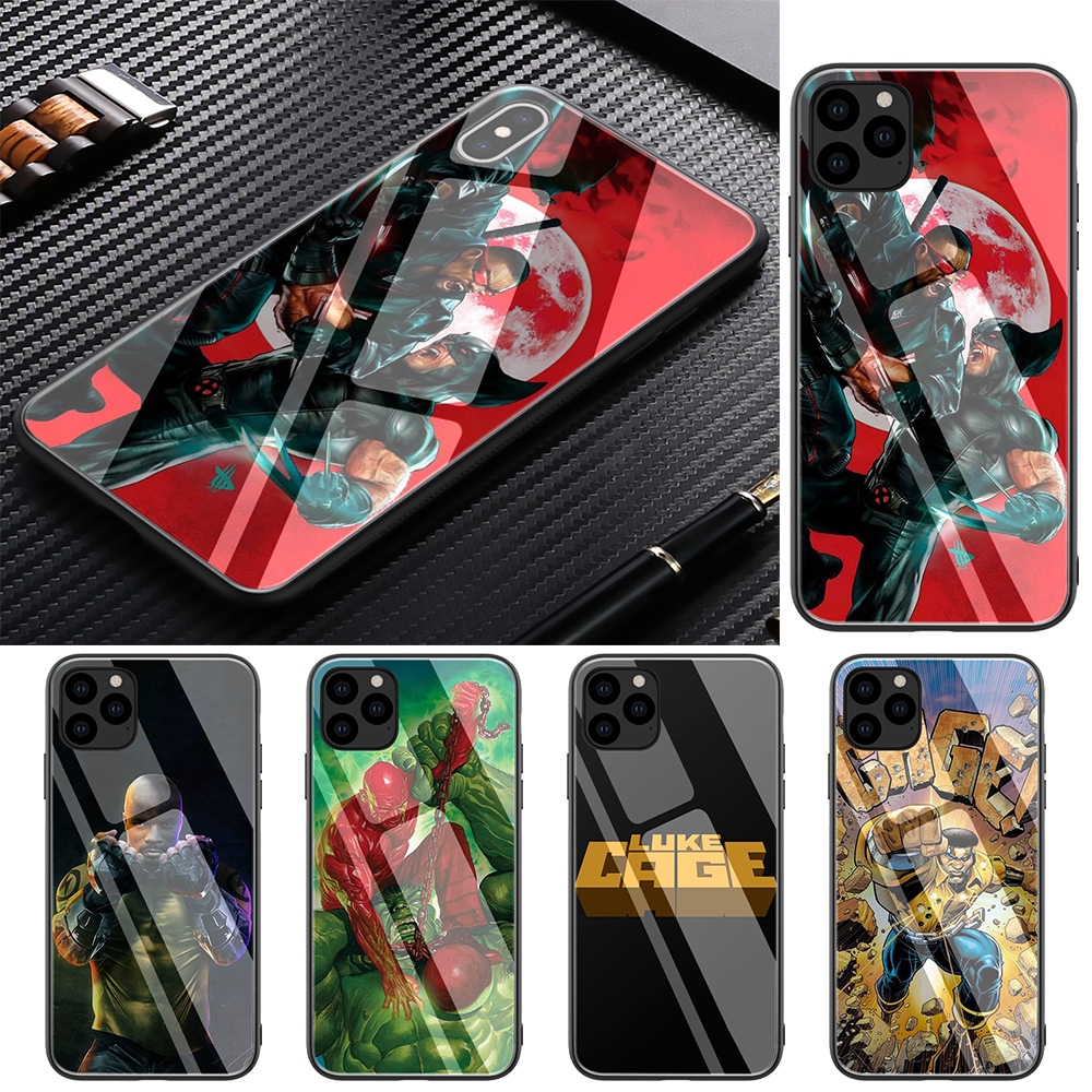 Ốp Điện Thoại Tpu Mặt Kính Cường Lực Hình Luke Cage Marvel 026 Cho Iphone 11 Pro Xs Max Xr X 8 7 6 6s Plus