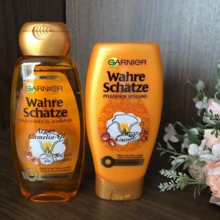 Hàng Đức Bộ dầu gội xả Garnier Wahre Schätze tinh dầu Argan& hoa trà Camelia