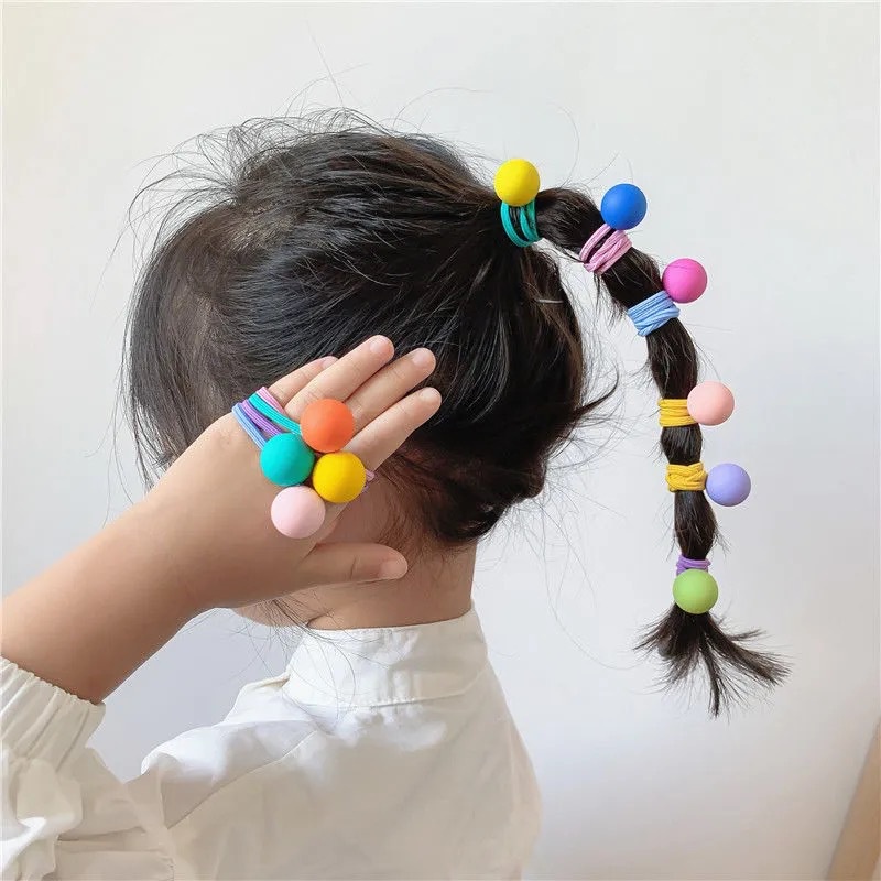 Set 10 Dây Buộc Tóc Co Giãn Họa Tiết Trái Cây Dễ Thương Cho Bé Gái