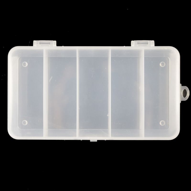 Hộp nhựa 5 ngăn dùng để đựng phụ kiện câu cá, trang sức, lưỡi câu, mồi giả,....