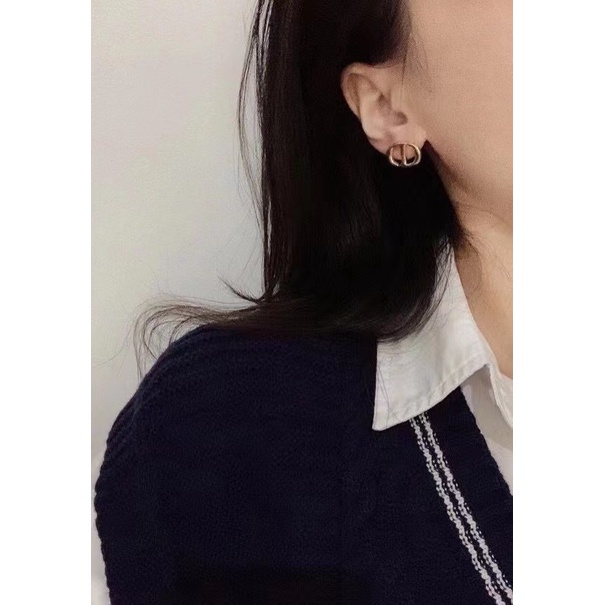 Khuyên tai DIOR bạc 925 hình CD thời trang Hàn Quốc sang trọng cho nữ