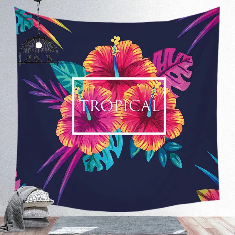 Tranh vải treo tường Decor phòng phong cách Vintage Tropical KÍCH THƯỚC LỚN 150x130cm Tặng Kèm Móc Treo, Dinh đóng tường