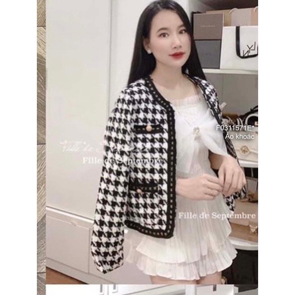 Áo khoác dạ họa tiết caro tay dài! 225k