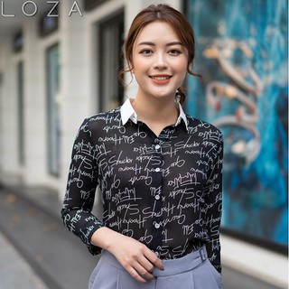 Combo Áo sơ mi lụa nữ phối chữ-TH hàng đẹp giá rẻ
