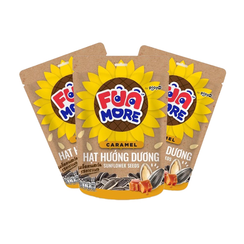 3 gói hạt hướng dương hương vị truyền thống, caramel, óc chó Funmore 130g