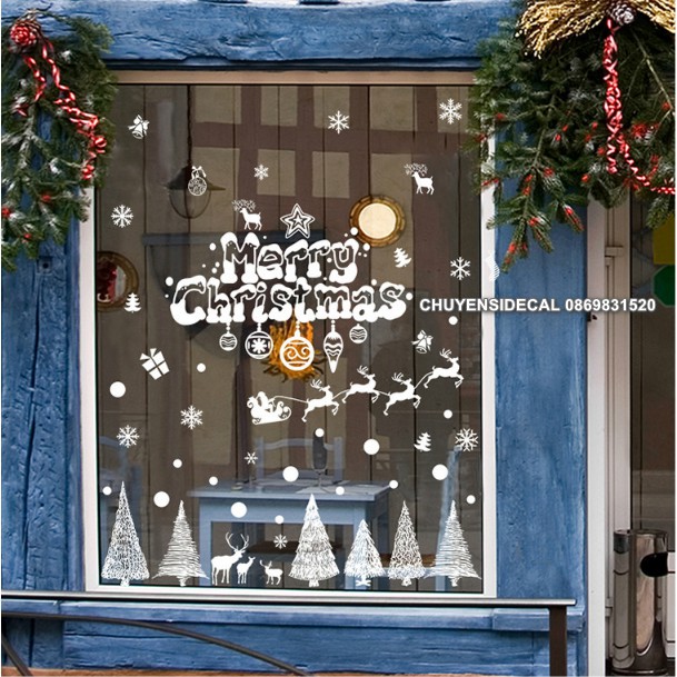 Decal trang trí tường Noel - Rừng Thông Sợi Trắng