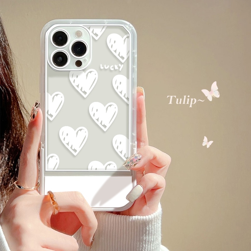 Ốp Điện Thoại Mềm Trong Suốt Có Giá Đỡ In Hình Trái Tim Cho IPhone 11 12 13 Pro MAX 7 8 Plus X XR XS MAX SE 2020 6 6S