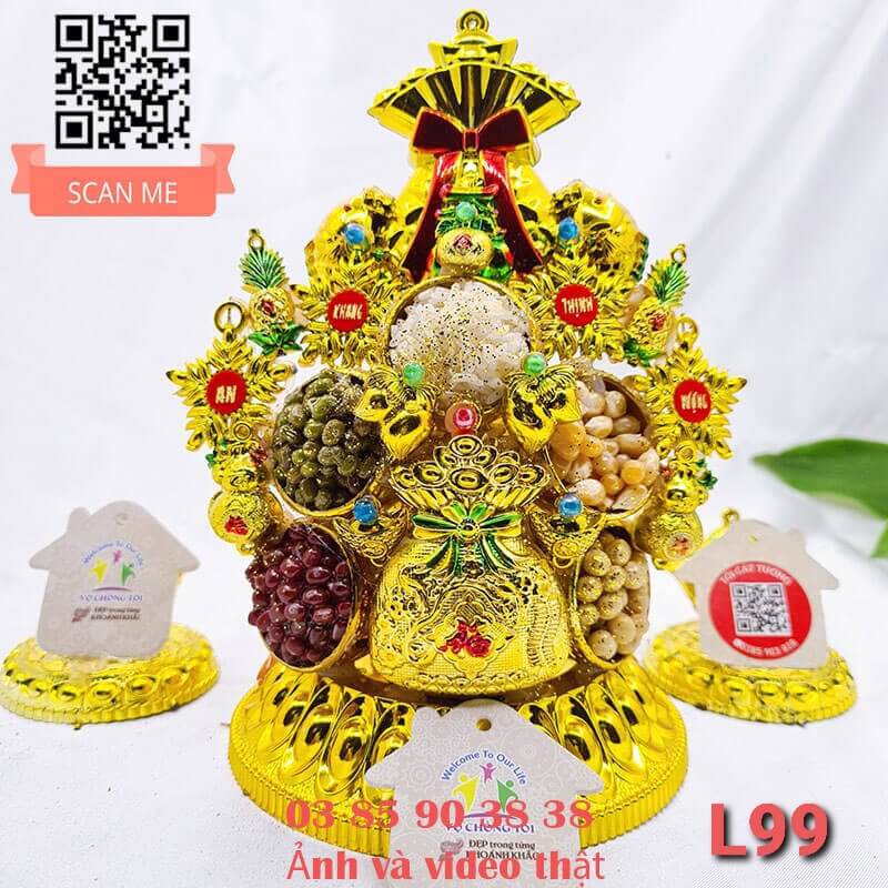 Tháp tỏi ông Địa ngọc thực túi vàng song cá phong thủy - TỎI CÁT TƯỜNG