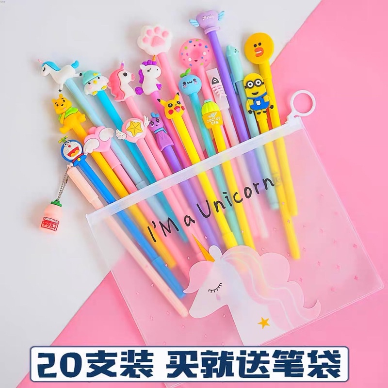 Sét 20 bút bi nhiều hoạ tiết đáng yêu