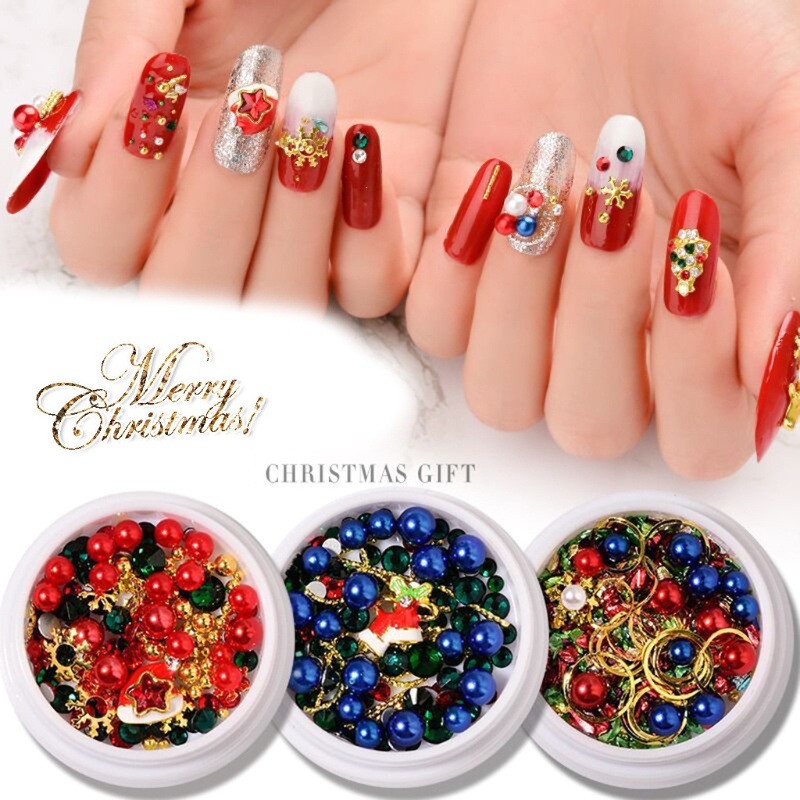 Phụ Kiện Đinh Tán Trang Trí Móng Tay Họa Tiết Giáng Sinh DIY