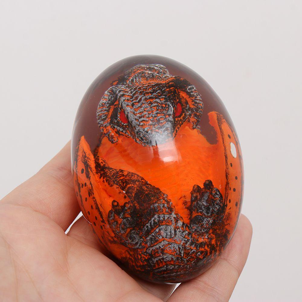 ♕YEW♕ Exquisite Dream|Transparent Dragon Egg Sculpture Resin Dinosaur Egg Lava Dragon Egg Desktop Ornaments Unique Gift Realistic Dragon Birth Scene Animal Statues Handmade Fire Pocket Dragon Souvenir
