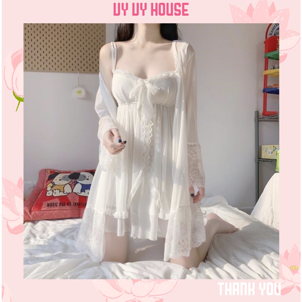 Váy Ngủ 2 dây xinh xắn phối bèo quảng châu ulzzang | BigBuy360 - bigbuy360.vn