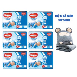[Tặng bộ chăn gối] Bộ 6 Tã dán sơ sinh Huggies Newborn 36