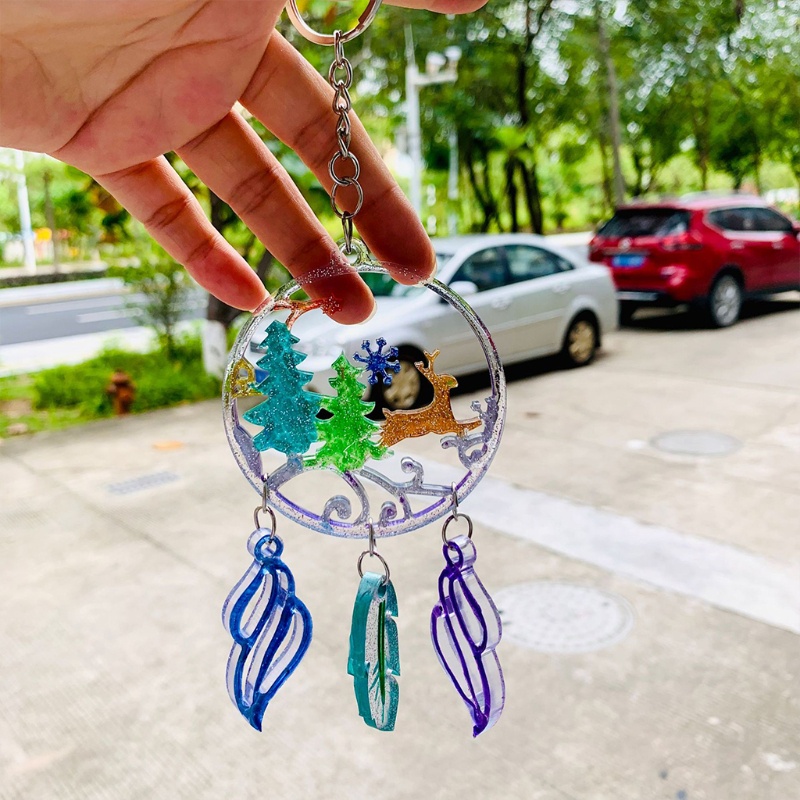 Sa Khuôn Silicone Làm Móc Khóa Hình Cây Thông Giáng Sinh DIY