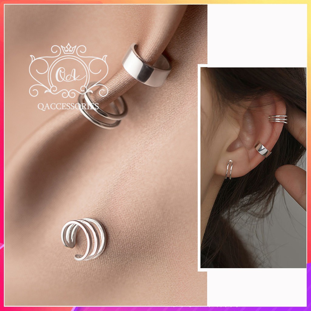 Khuyên tai bạc kẹp vành layer nam nữ bông tai không cần lỗ S925 EARCUFF Silver Earrings SO00 - KÈM ẢNH THẬT