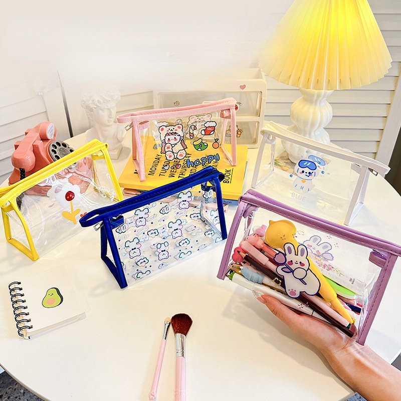 Túi Đựng Bút Trong Suốt Cỡ Lớn Họa Tiết Hoạt Hình Xinh Xắn