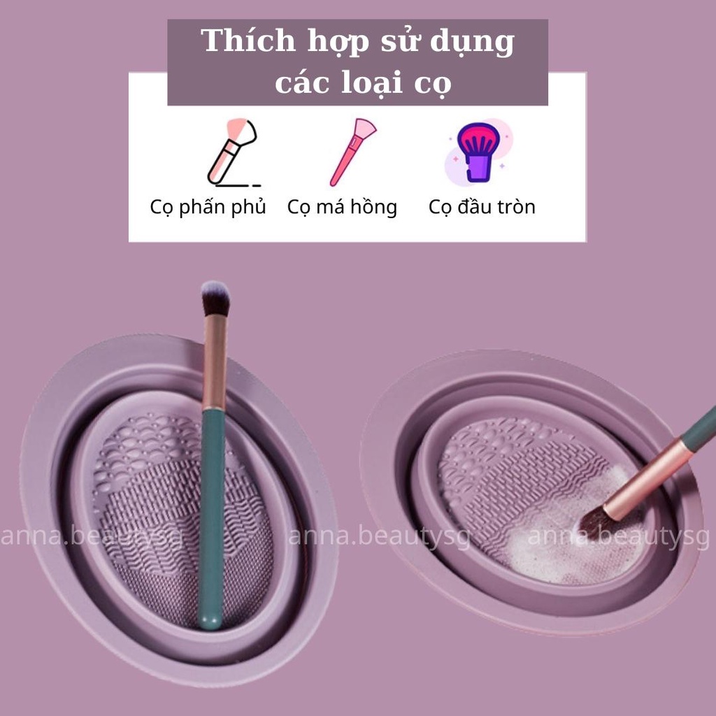 Dụng cụ vệ sinh cọ trang điểm - Miếng rửa cọ bông mút trang điểm gấp gọn tiện lợi