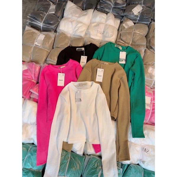Áo Croptop tay dài chất thun xốp- HÀNG CHUẨN SHOP H.N.M STORE