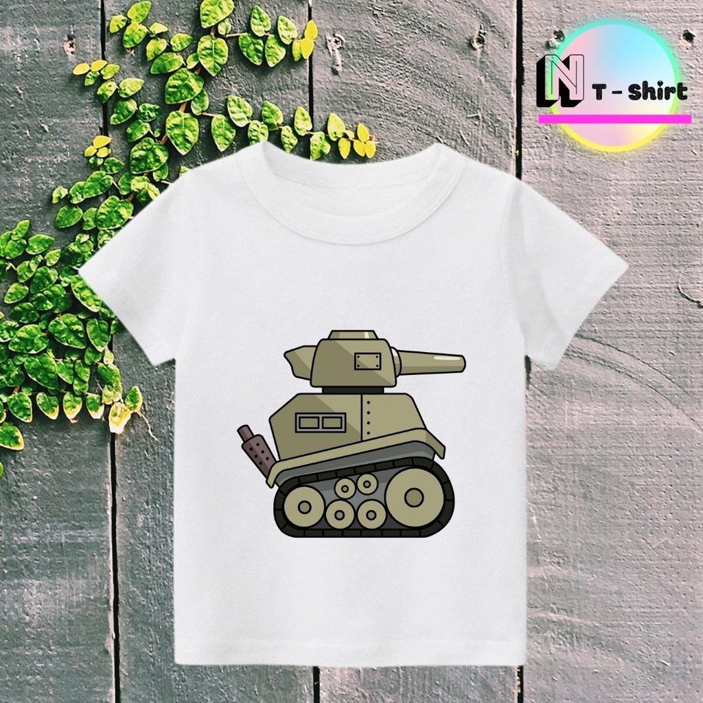 Áo thun cho bé trai và bé gái in hình Xe Tăng dễ thương, chất liệu cotton mềm mịn thoáng mát NTShirt 06