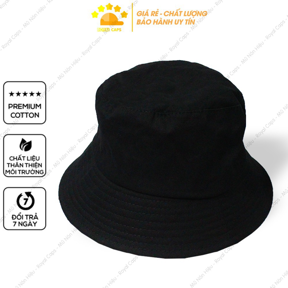 Nón Bucket Nữ FREESHIP Mũ Tai Bèo Nam Đen Trơn Vải Kaki Tốt Unisex - Royal Caps