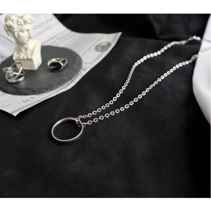 Dây chuyền thép Titan không gỉ lồng nhẫn ULa Shop phong cách Hàn Quốc new arrival 2022 VC8