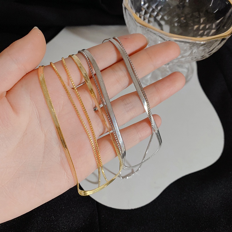 Vòng cổ Hai Lớp Hình Xương Rắn Phong Cách hip hop Thời Trang