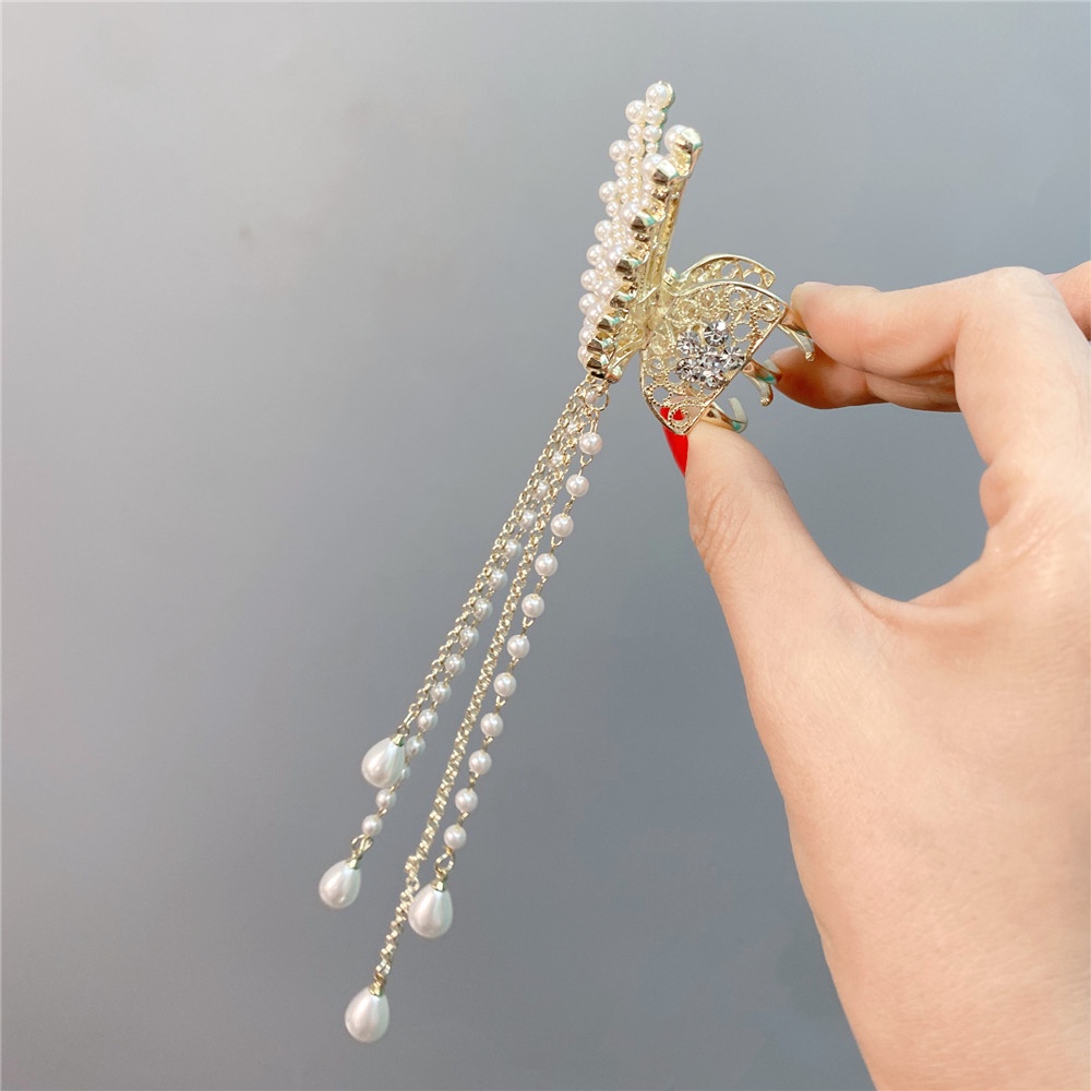 Kẹp Tóc Càng Cua Mini Hình Cánh Bướm Đính Ngọc Trai Cổ Điển Phong Cách Hàn Quốc Hàng Mới 2022 Dành Cho Bạn Nữ