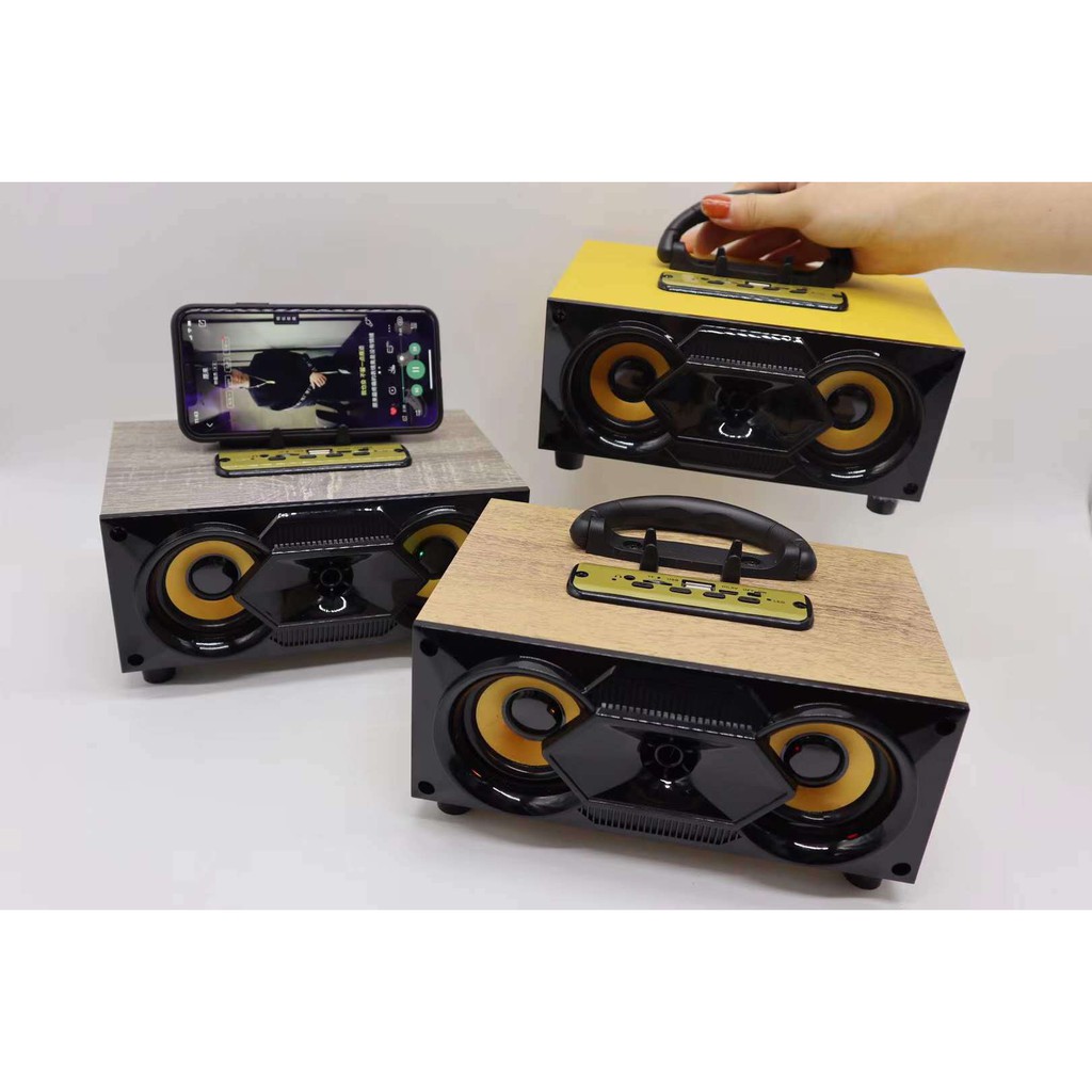 Loa Bluetooth Không Dây Xách Tay - Giá Đỡ điện thoại - Âm Bass Ấm