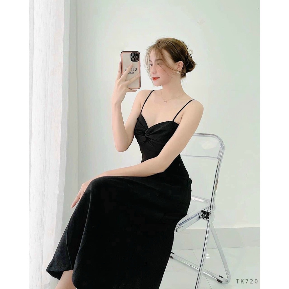 Đầm maxi hai dây dáng xòe dài xoắn ngực xinh xắn Tina Dress