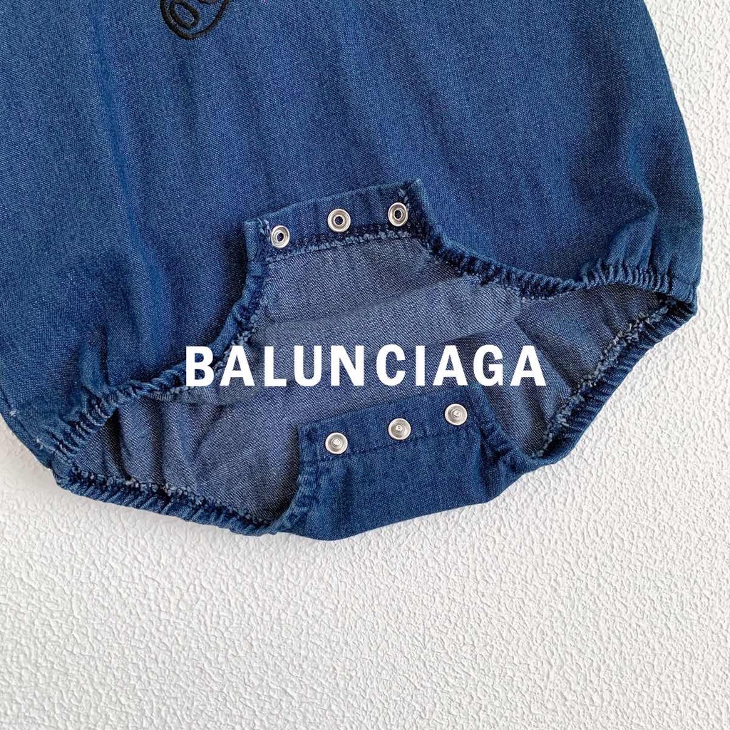 Bộ Áo Liền Quần Denim Tay Dài In Hình Gấu Dễ Thương Thời Trang Thu Đông Cho Bé Từ 0-2 Tuổi