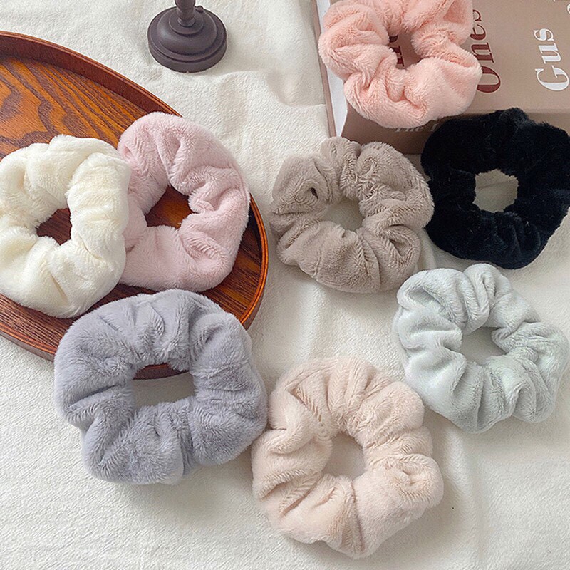 Dây buộc tóc, cột tóc Scrunchies co giãn nhung lông mềm mịn nhiều màu thời trang cho nữ