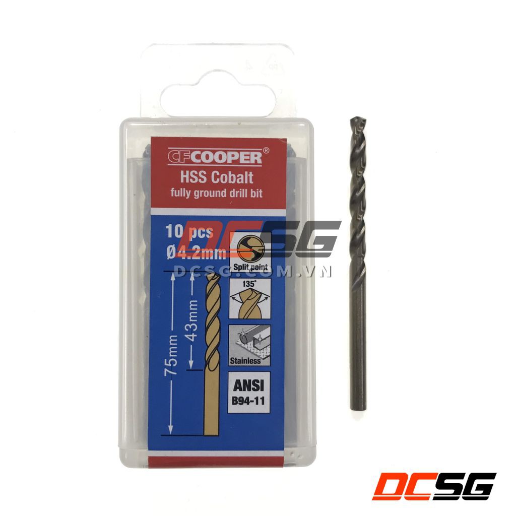 Mũi khoan thép, Inox HSS-Cobalt 5% 1.5-4.5mm CFCooper (01 mũi) | DCSG